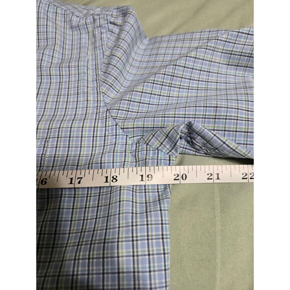Van Heusen small men's blue plaid button up short sleeve shirt - Picture 8 of 9